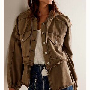 Free People Reese Layered Utility Inspired Jacket in Olive Stone SMALL NWT